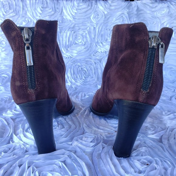 Nine West Brown Suede Almond Toe Cone Heel Zipper Ankle Booties Womens Size 5.5M - Picture 7 of 8